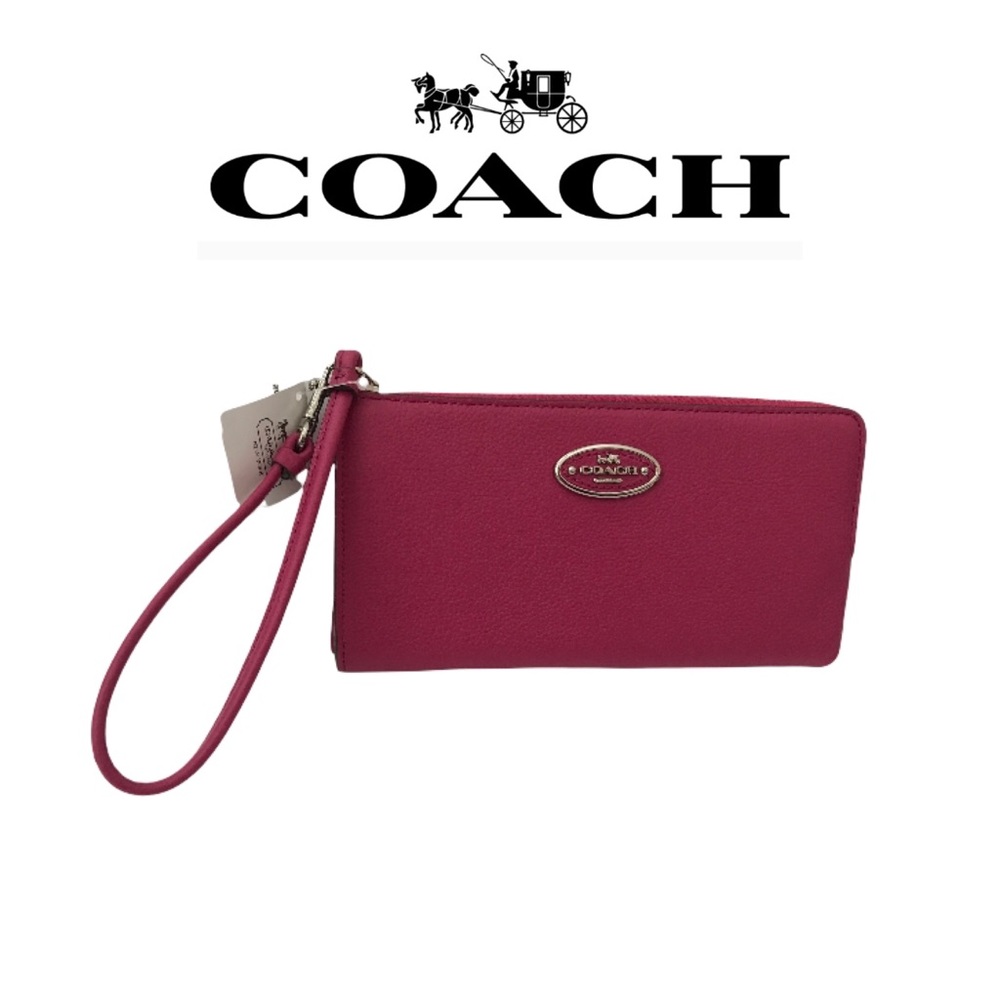 💕🆕 NWT Authentic COACH Fuchsia/Pink Leather Zippy Wallet/Wristlet
